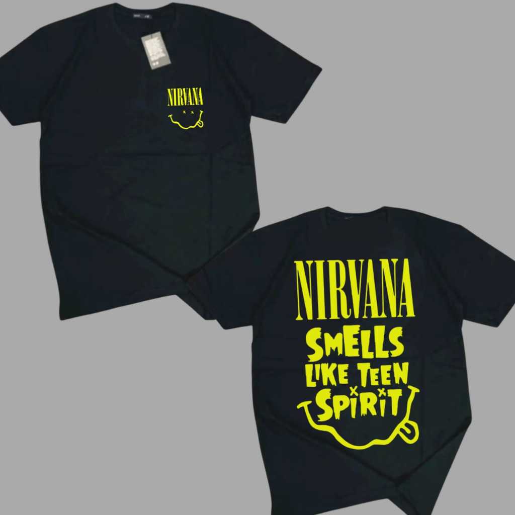 Kaos Nirvana Vintage Hitam 100% Katun Combad 24s | Kaos Band Nirvana | Baju Nirvana | Kaos Band Meta