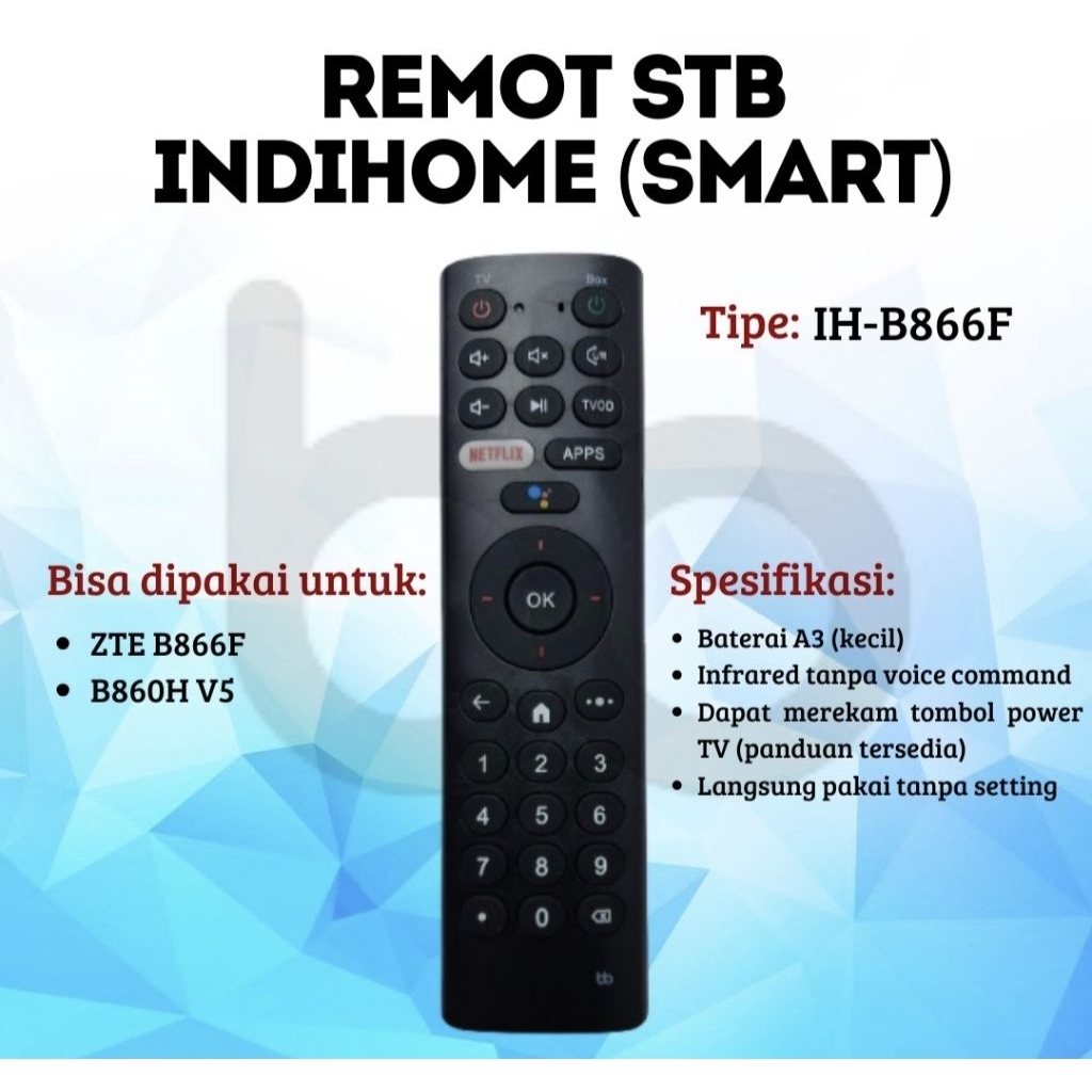 REMOTE REMOTE STB INDIH0ME SMART ZTE B866f, B860H V5 NoN VOICE