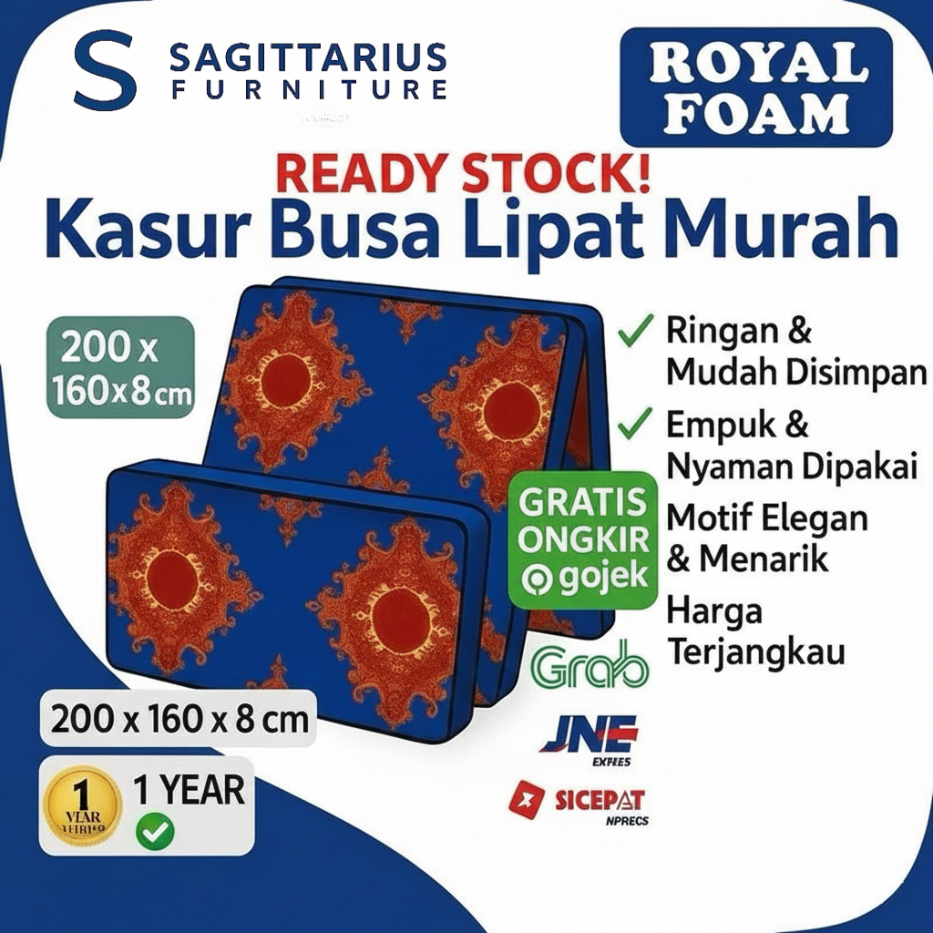 Kasur Lipat Royal Foam Lenticularis 160x200x8 cm – Kasur Lantai Double No 2 Tebal & Mewah