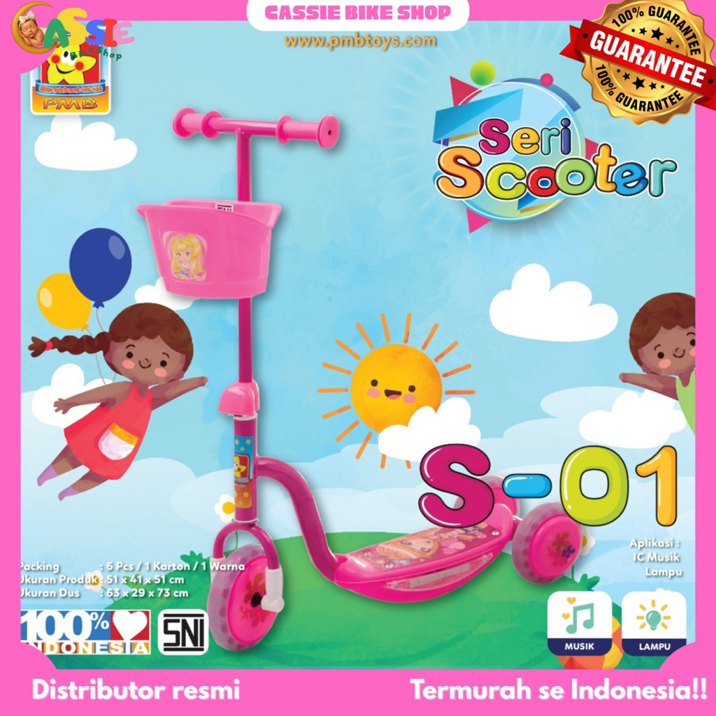 scooter anak pmb-s01 model music, ban karet tebal