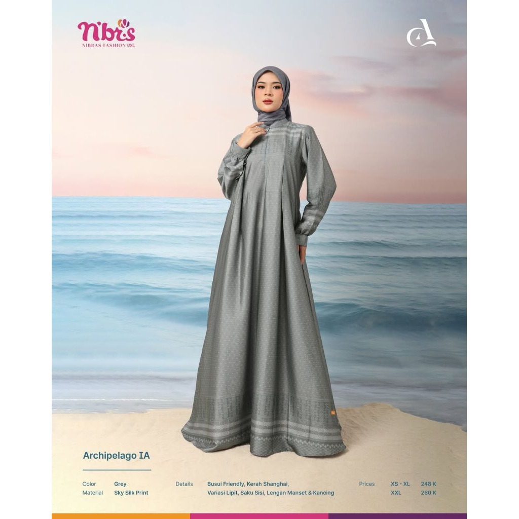 ARCHIPELAGO IA GAMIS NIBRAS REGULER BLUE GREY IVORY MAUVE TERBARU MURAH SALE PROMO BUSUI WUDHU FRIEN