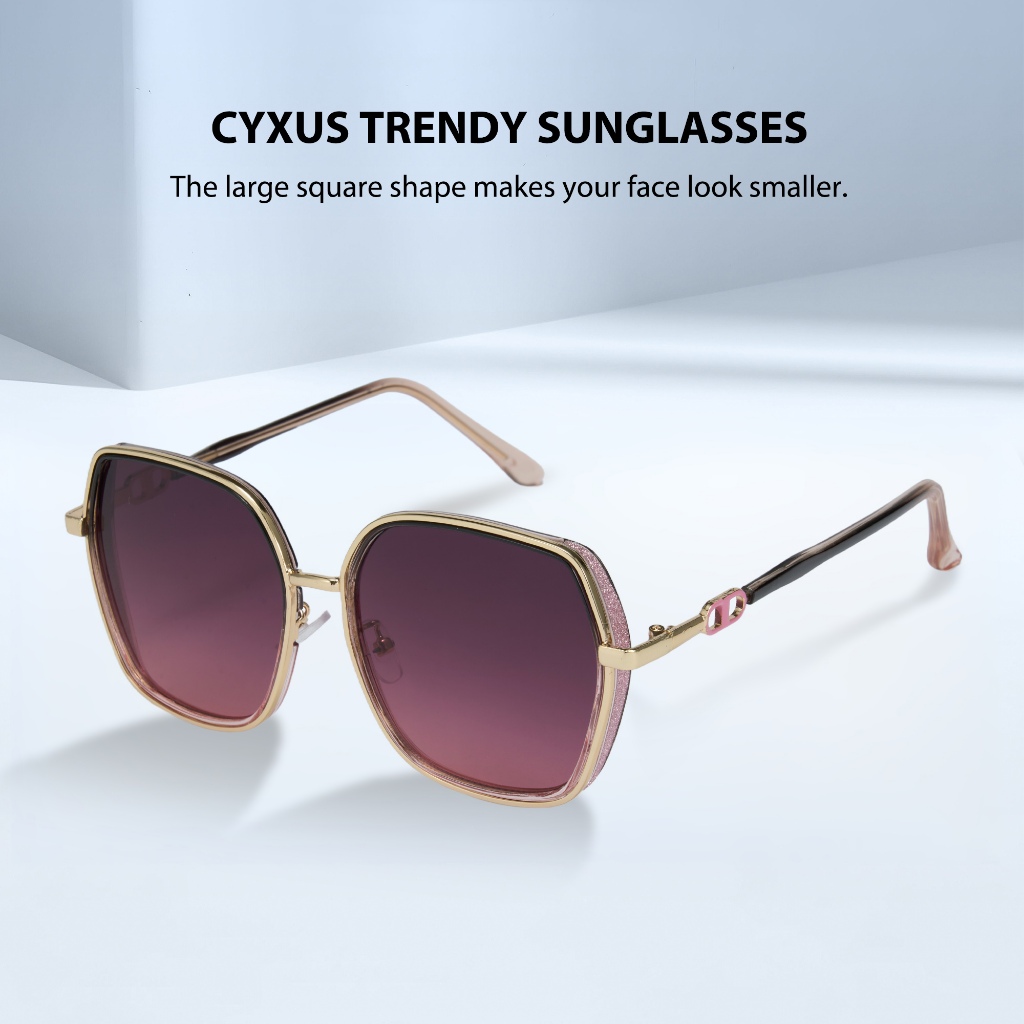 Cyxus Kacamata Hitam Wanita Mata Kucing Fashion Terpolarisasi Dengan Gaya Retro dengan UV400