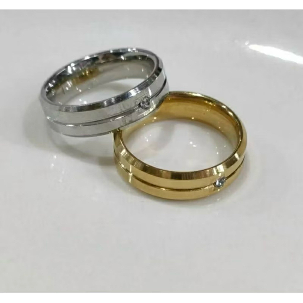 Cincin Titanium mata belah Dapat 2 PCS Cincin Anti Karat Cincin Tunangan Nikah Titanium Stainless St