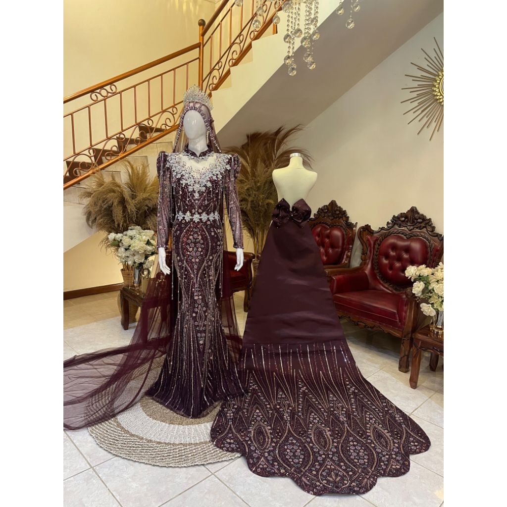 dress pengantin ekor cheongsam // baju pengantin wanita // gaun pengantin modern