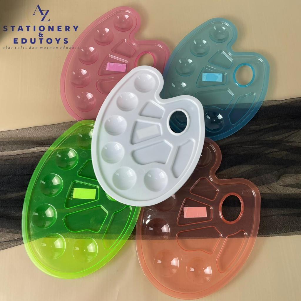 Palet Cat Air Besar Putih & Transparant JENIA / Palet Cat Lukis / Tempat Cat Air Akrilik