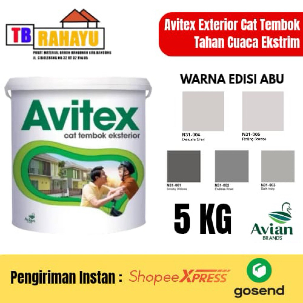 Avitex Exterior Cat TembokTinting - 5 KG, Avitex Abu 5 KG