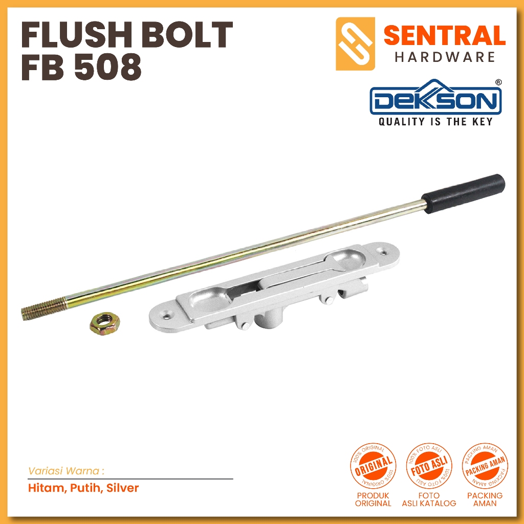 DEKKSON Flush Bolt / Slot Selot Tanam / Grendel Tanam Polos Hitam FB 508 Hitam/Black, Putih/White, S
