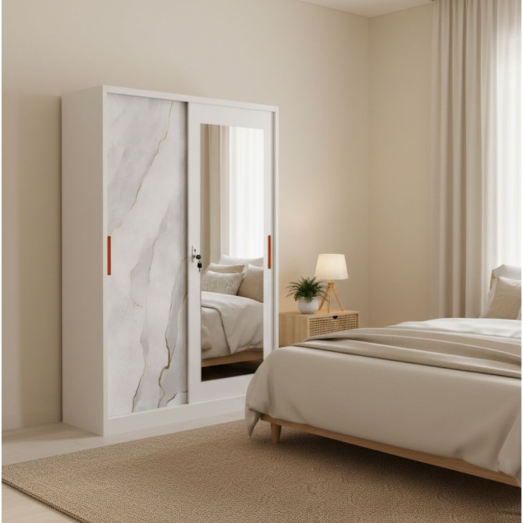 (Kargo) Lemari baju besi sliding lemari pakaian besi lemari sliding besi 2pintu lemari pakaian 3pint