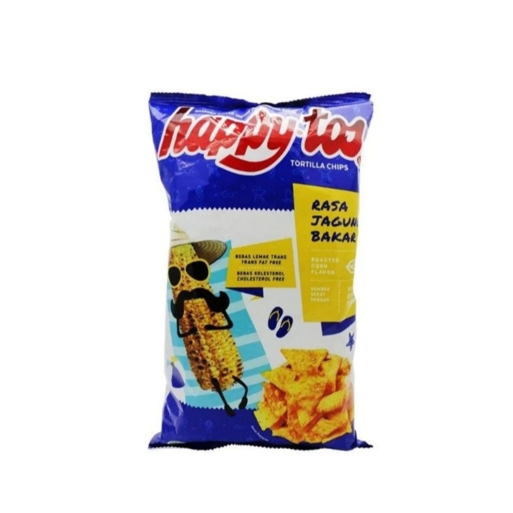 happy tos Tortilla Chips Biru Jagung Bakar 140g