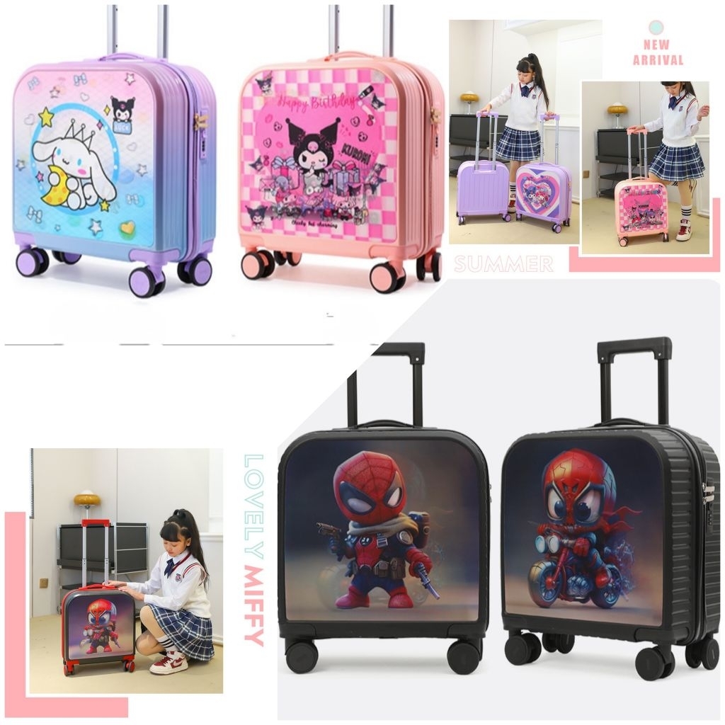 Koper anak - koper cabin - koper kabin - koper sanrio - cinnamon kuromi mymelody - karakter lucu 3D 