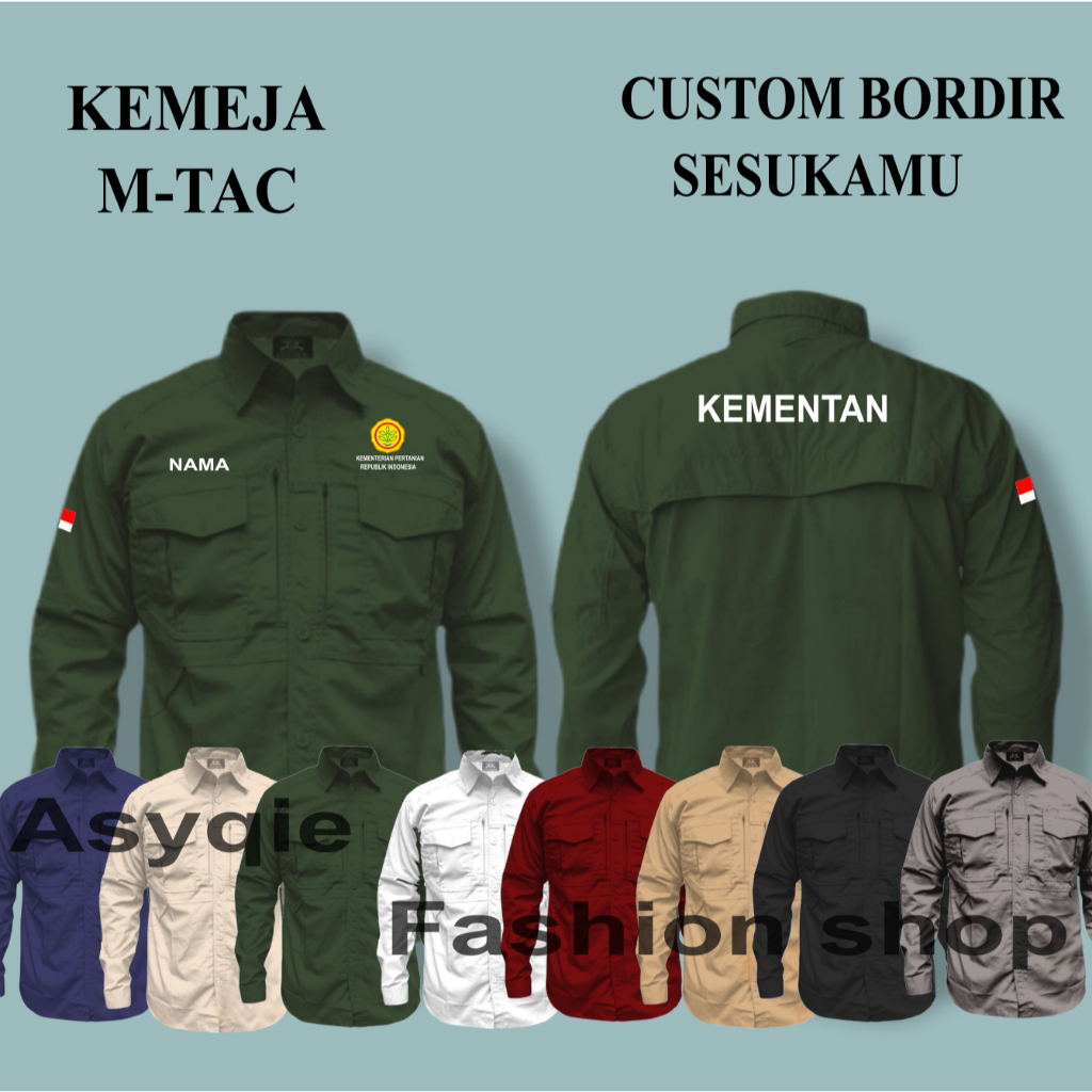 kemeja custom bordir  KEMEJA DINAS KEMENTERIAN PERTANIAN lengan panjang kemeja lapangan pria dan wan