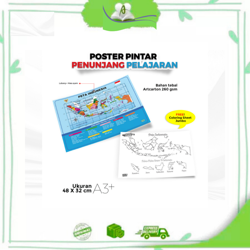 RM -  Poster Pintar Penunjang Pelajaran Ukuran 48 cm x 23 cm A3+ , Menggunakan Bahan ArtCarton Tebal
