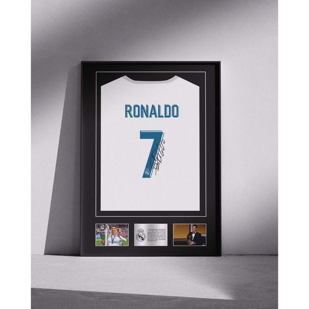 Poster Hiasan Dinding Ronaldoo Signed Jersey Real Madrid