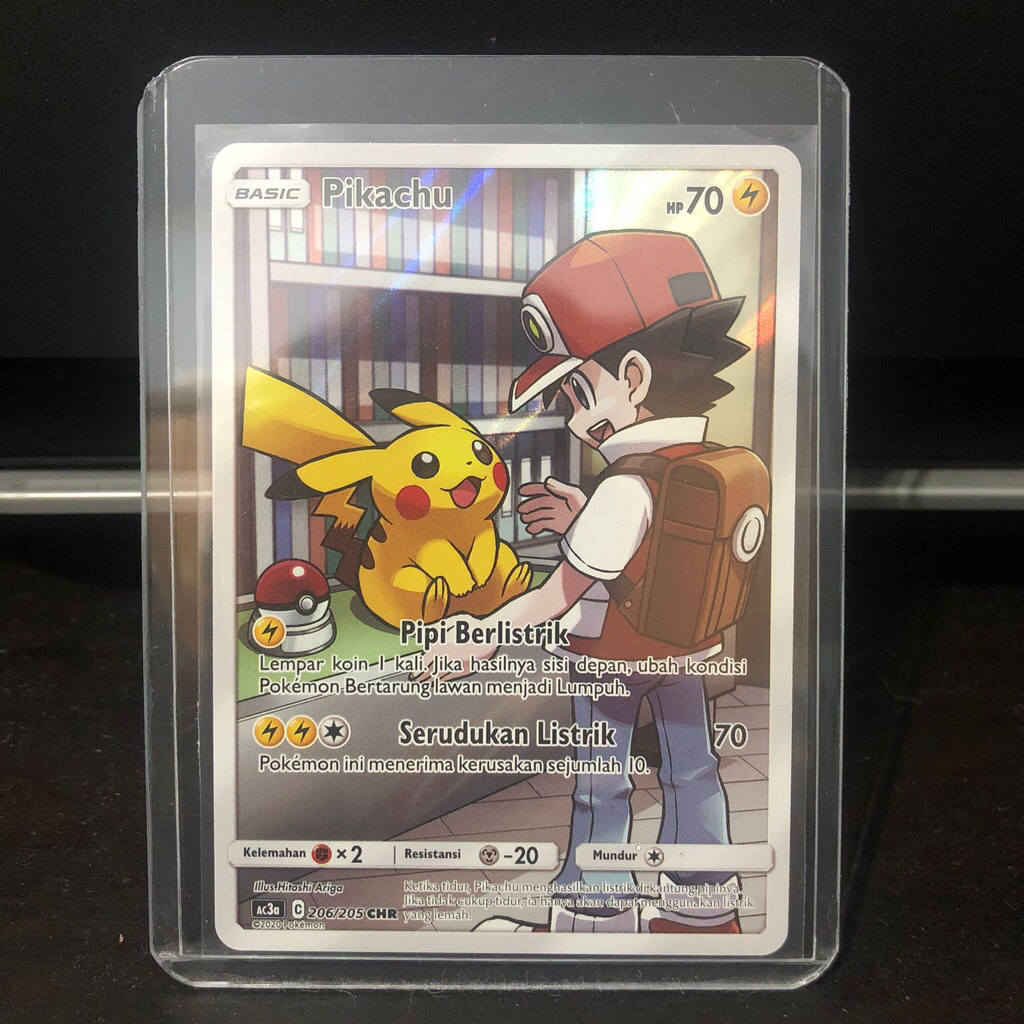 Pikachu 206/205 CHR Ac3a kartu pokemon Indonesia Pikachu Ash