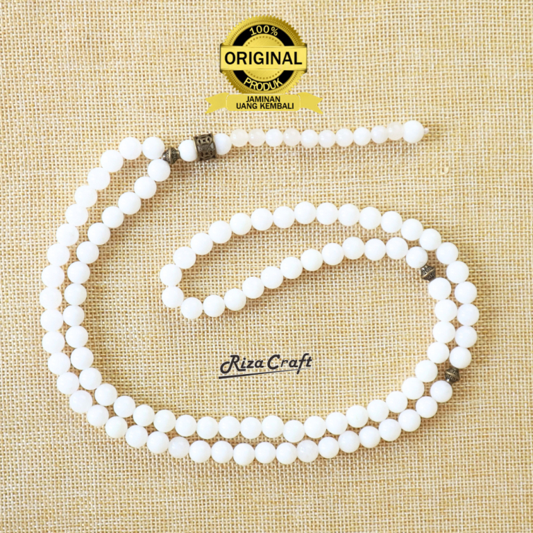Tasbih Batu GIOK PUTIH Kalimantan Alam Akik ASLI NATURAL Natural Original Terbaik 99 Butir