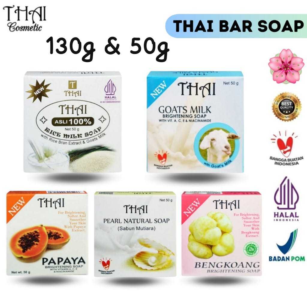 GC Kosmetik Sabun THAI Bar Soap Rice Milk / Goats / Mutiara / Pepaya / Bengkoang 50g 130g | Sabun Ba