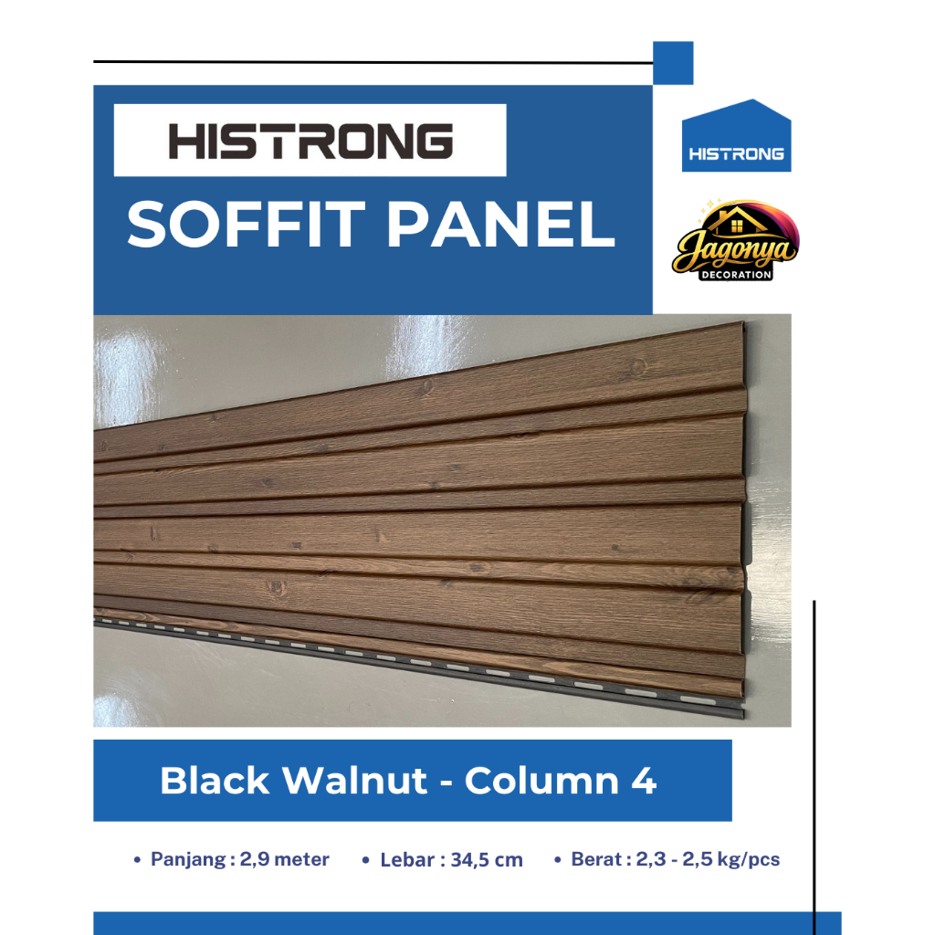 Histrong Soffit Panel PVC Plafon Dinding Indoor Outdoor Plafond Wall Panel Black Walnut