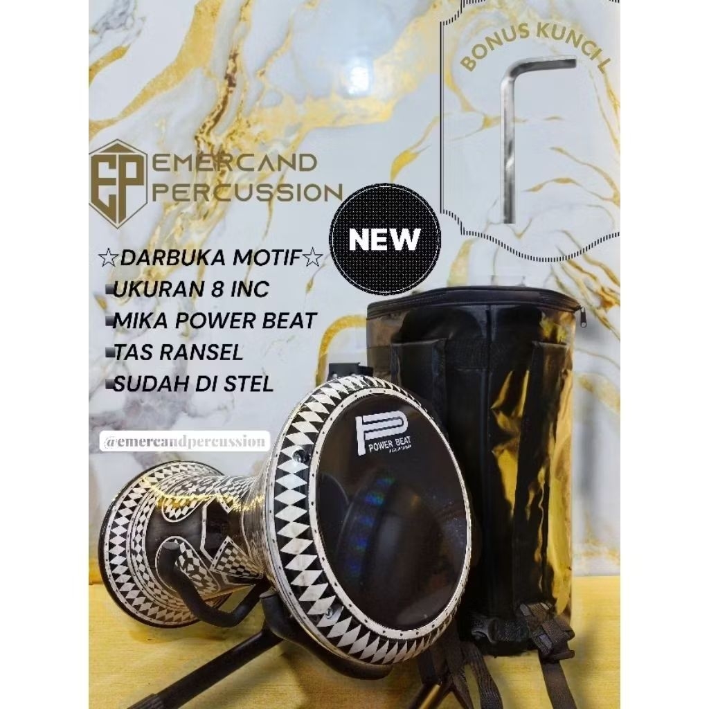 darbuka 8 inch murah almunium motif full set tas bonus kunci L