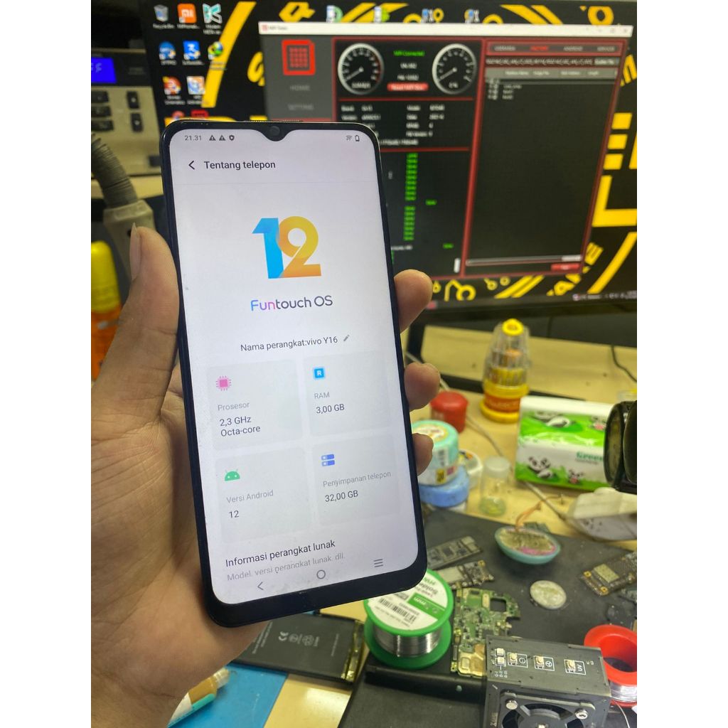 EMMC VIVO Y16 AUTO ON langsung nyala tanpa BUGS wifi,imei,update AMAN 