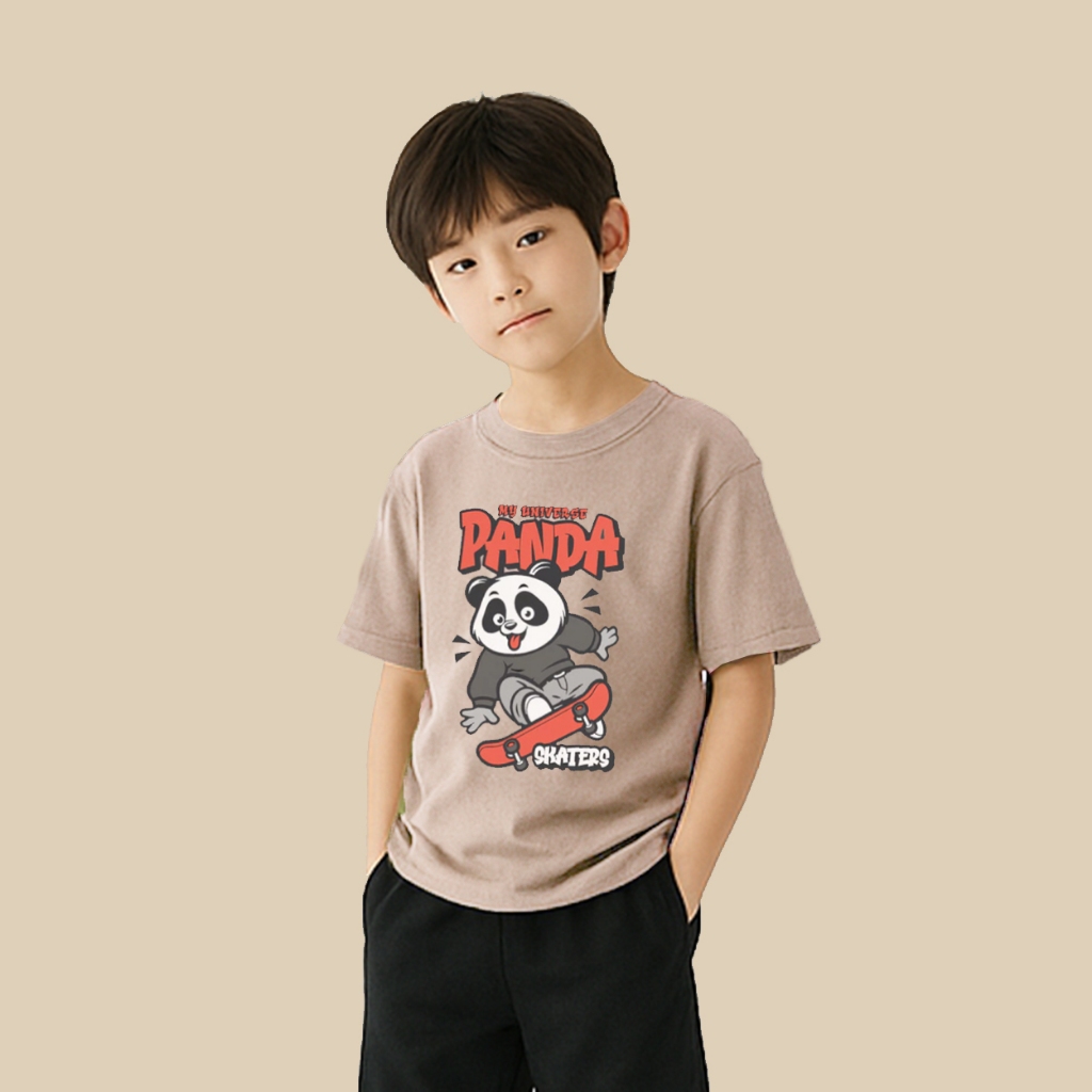 Otsky X My Universe Kaos Anak Logo Panda Skate Cream Cotton 30s X PND003