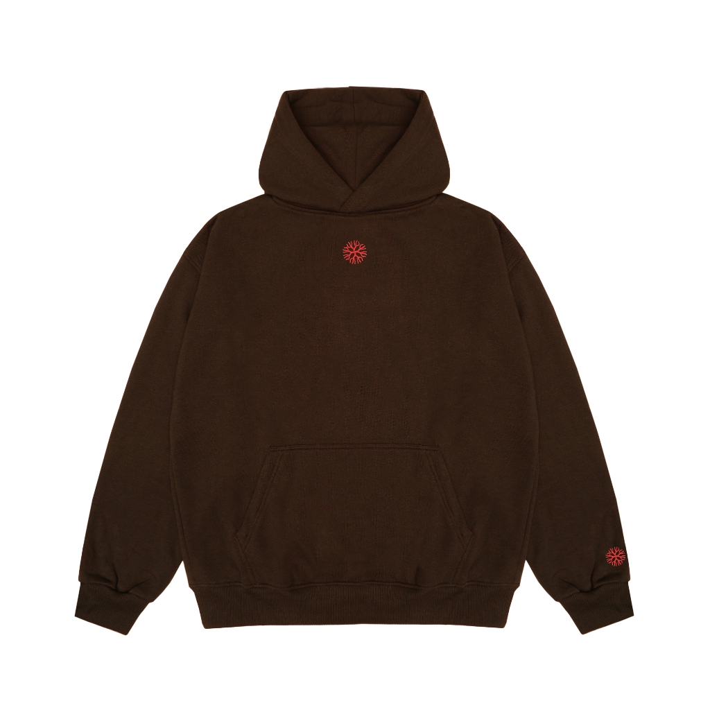 Dryroots Inc Hoodie Oversized Round Center Logo Brown