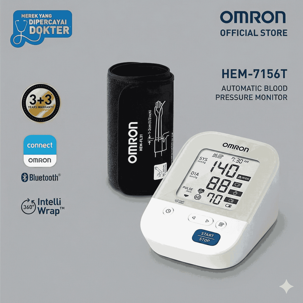 OMRON HEM-7156T-A Bluetooth + Adaptor Tensimeter Digital 7156TA