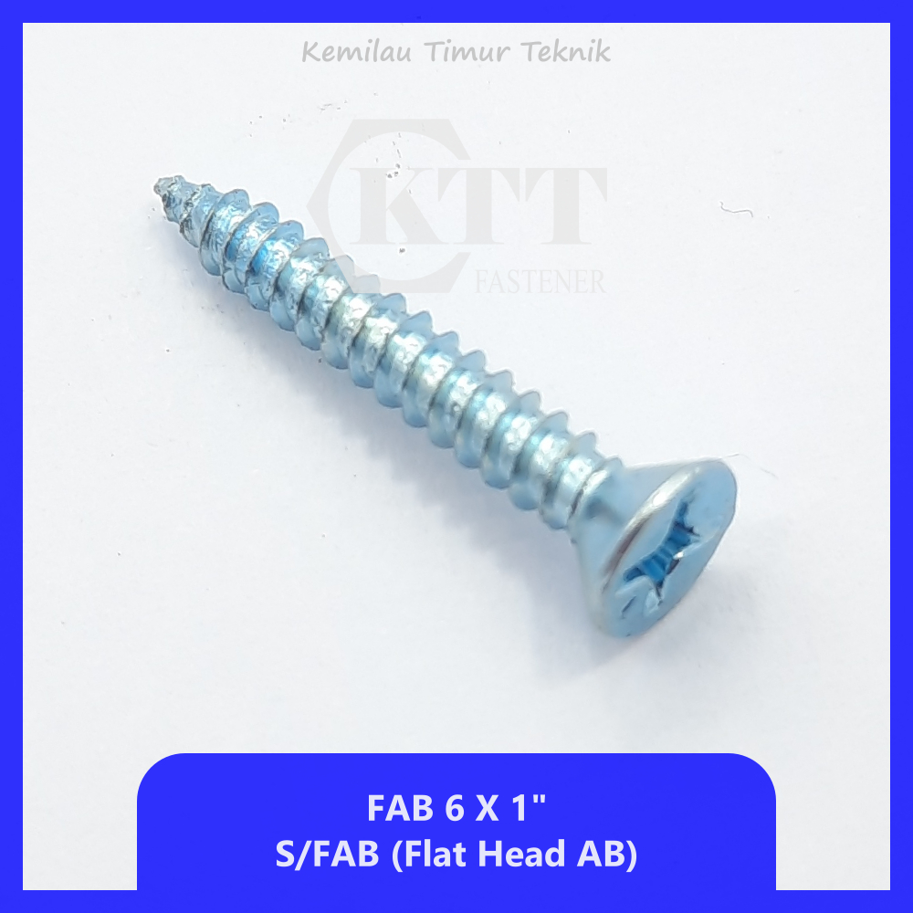 Sekrup FAB 6 x 1" - Sekrup Kayu Putih / Sekrup Kepala Rata Sekrup Phillips FAB 6X1