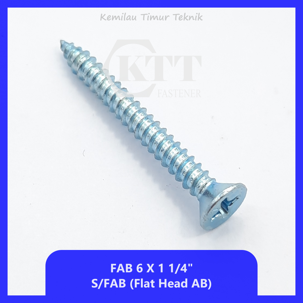 Sekrup FAB 6 x 1 1/4" - Sekrup Kayu Putih / Sekrup Kepala Rata Sekrup Phillips