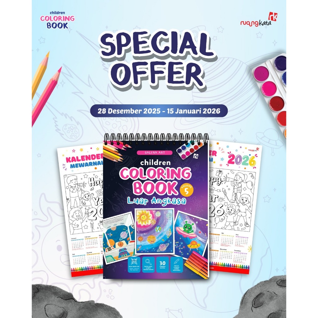 BUKU CHILDREN COLORING BOOK VOLUME 1, VOLUME 2 , VOLUME 3, VOLUME 4 KELILING DUNIA, VOLUME 5 LUAR AN