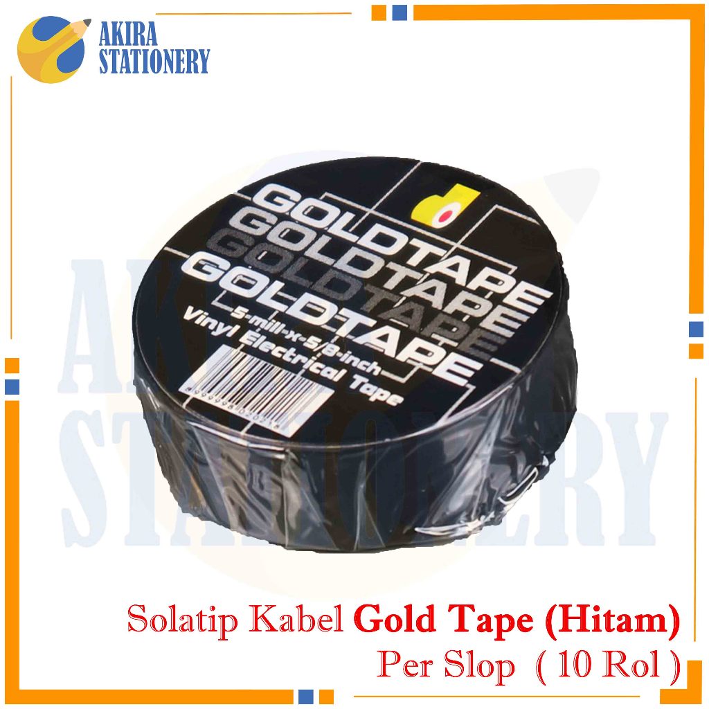 Isolasi PVC Hitam Gold Tape 12 mm Per Slop isi 10 rol / Perekat Solatip Kabel Listrik GoldTape Lebar