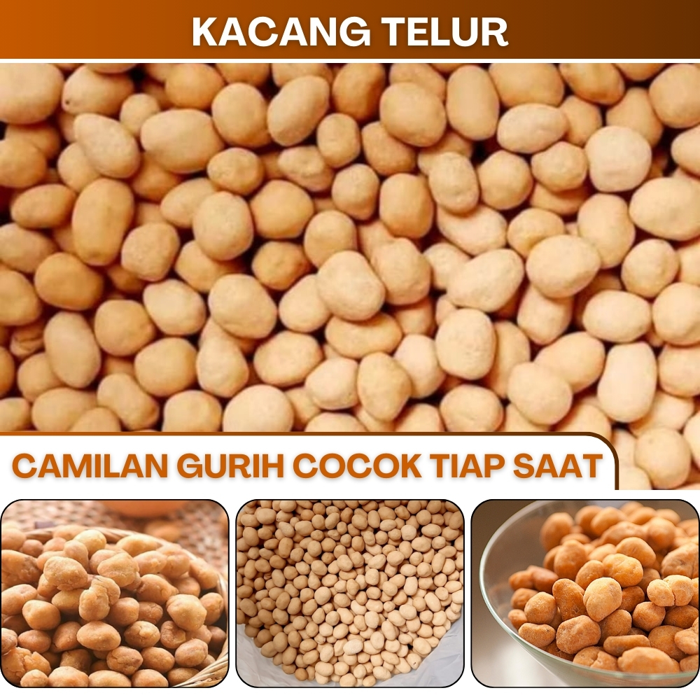 Camilan Kacang Bawang Sangrai Asin Snack Kacangan Bali Renyah Kacang Atom Telur Oven Kemasan 500g