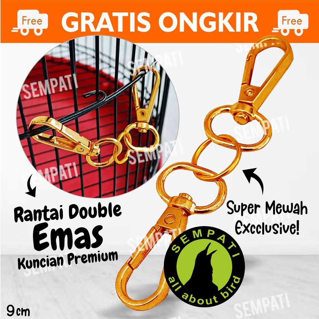 SEMPATI RANTAI BESI KUNCI PINTU SANGKAR KANDANG BURUNG STAINLESS