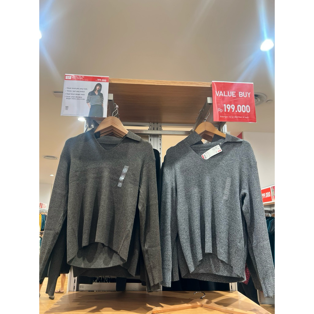 SALE UNIQLO Sweater Polo Rib Rajut Washable
