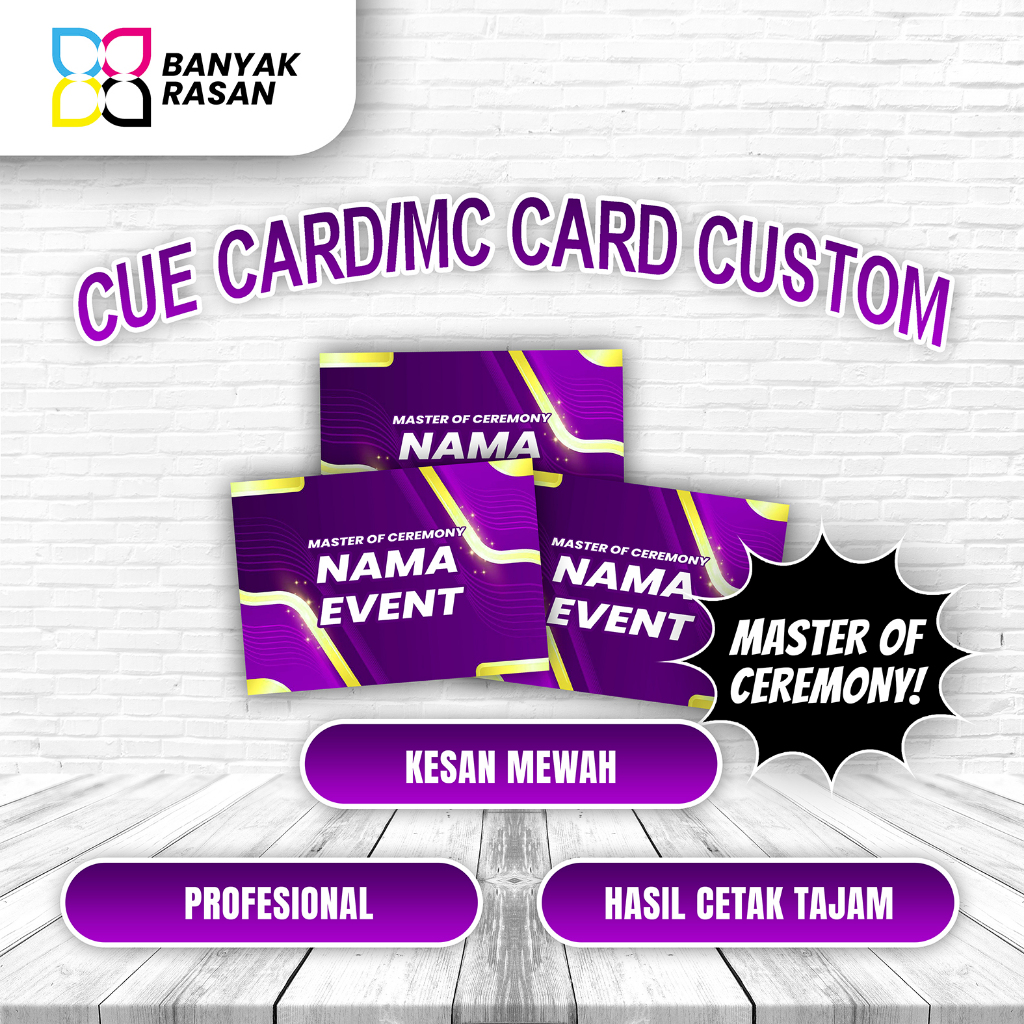 Cetak Custom Que Card Untuk MC (Master of Ceremony) | Proses Cepat | CUE CARD/MC CARD CUSTOM