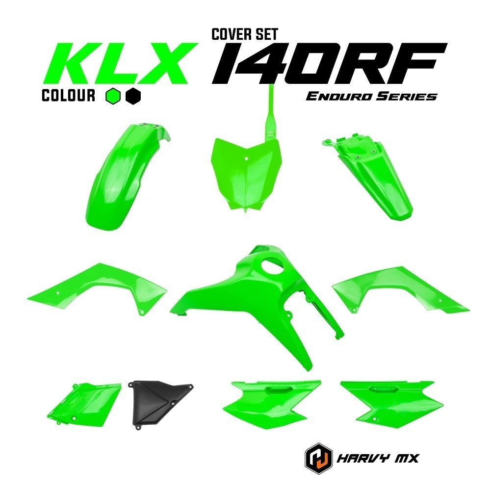 COVER SET BODY SET TANPA TANGKI JOK KLX 140 HIJAU ORIGINAL KAWASAKI Body Set KLX 140 RF Enduro
