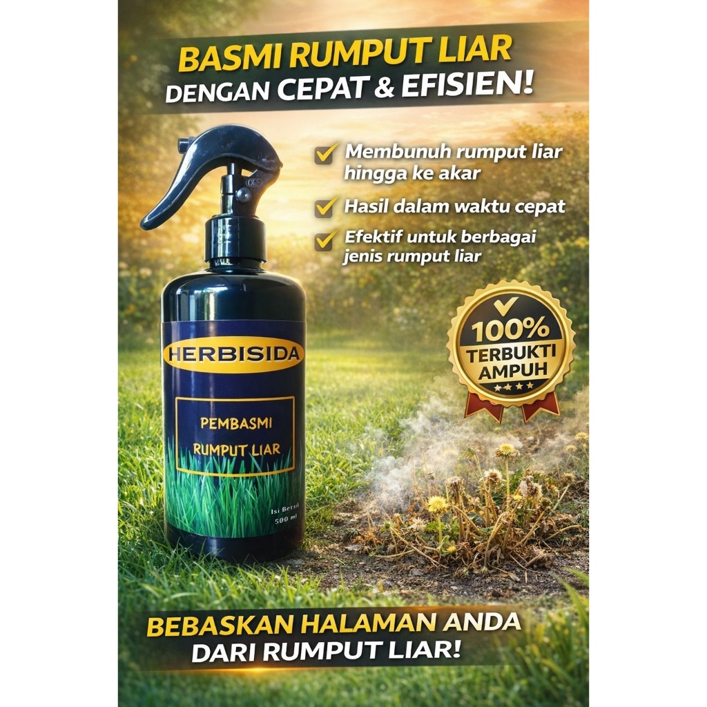 HERBISIDA 500ml - racun rumput  mati akar / pembasmi rumput liar spray / obat rumput spray