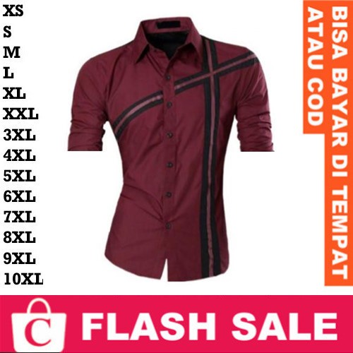 RISRUS FASHION Snowshop FortKlass FORTGLASS BOSBAJU Kemeja Laki Hem Cowok Jumbo Big Size Lengan Pend