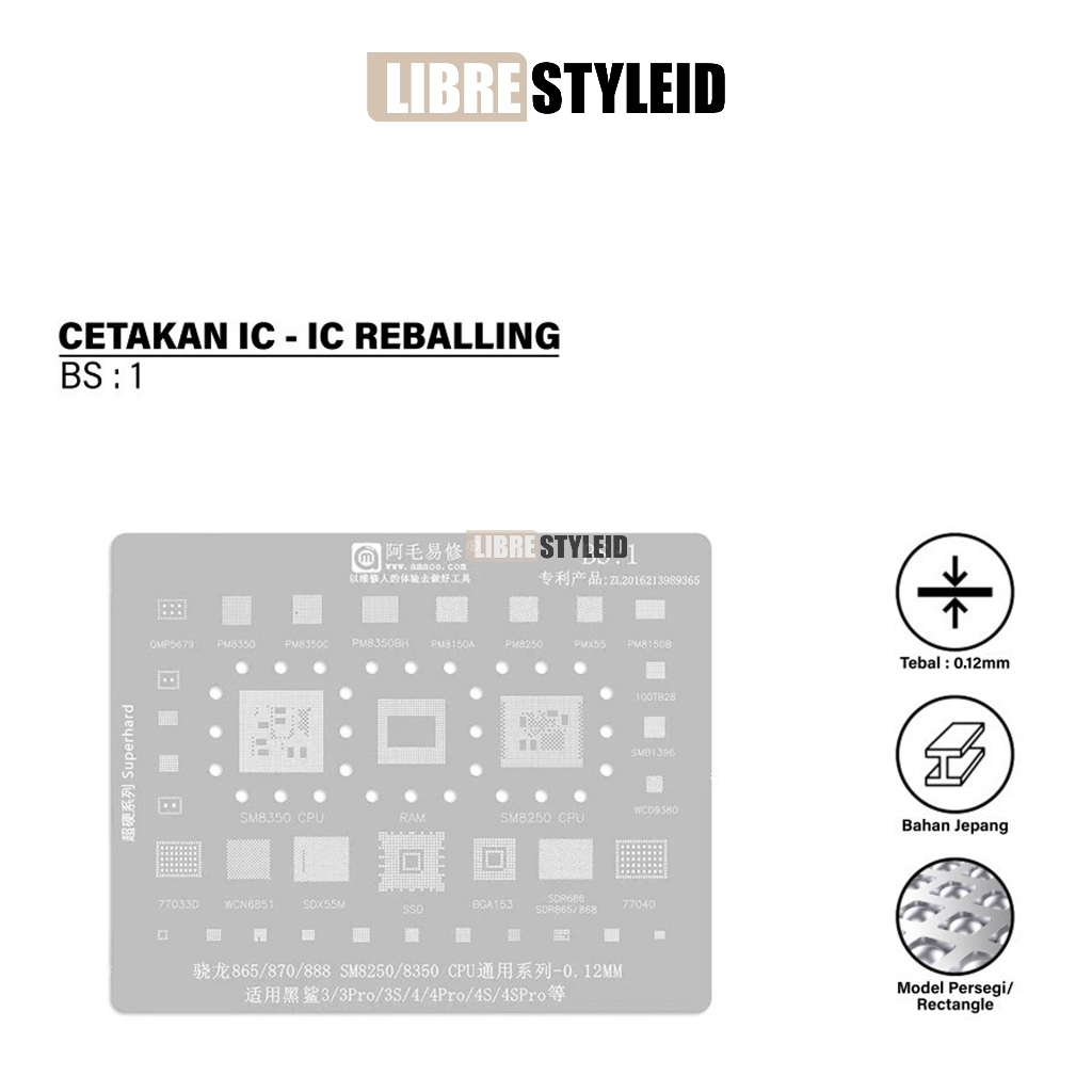 Amaoe BS 1 Cetakan IC BGA Reballing Stencil For Xiaomi Black Shark 3/3S/4/4S Pro SM8350 SM8250 CPU T