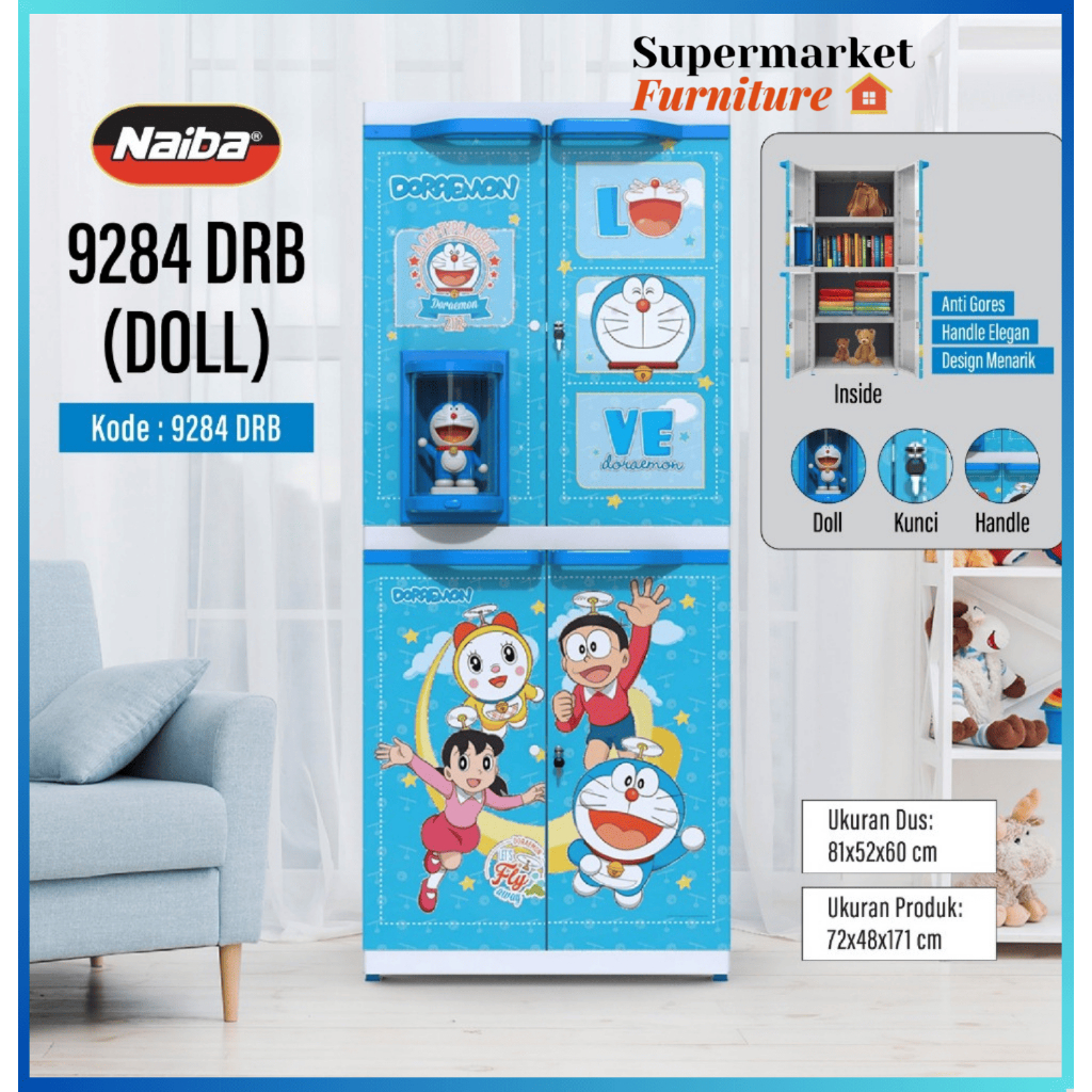 LEMARI PLASTIK NAIBA PREMIUM BONEKA DOLL MURAH 9254/9284