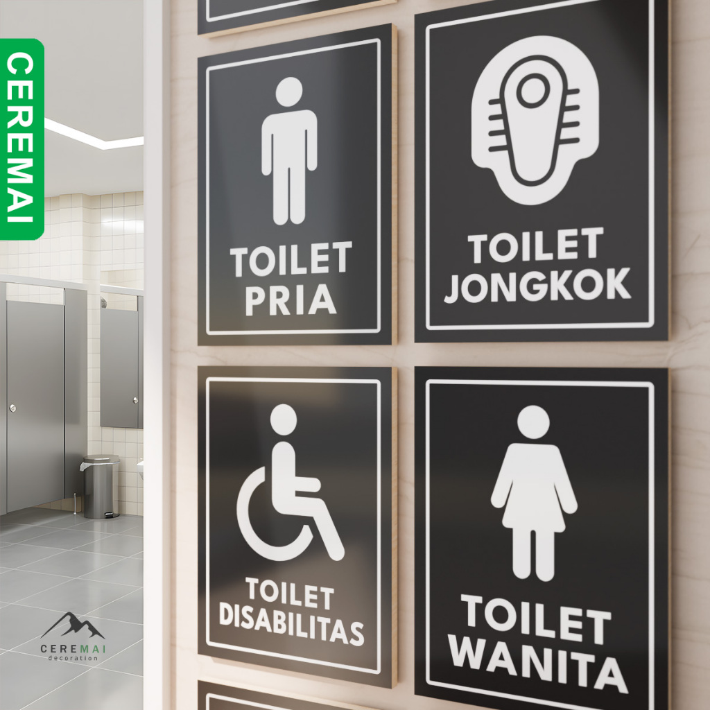 Sign Penanda Toilet Pria Wanita Jongkok Disabilitas Duduk Papan Tulisan