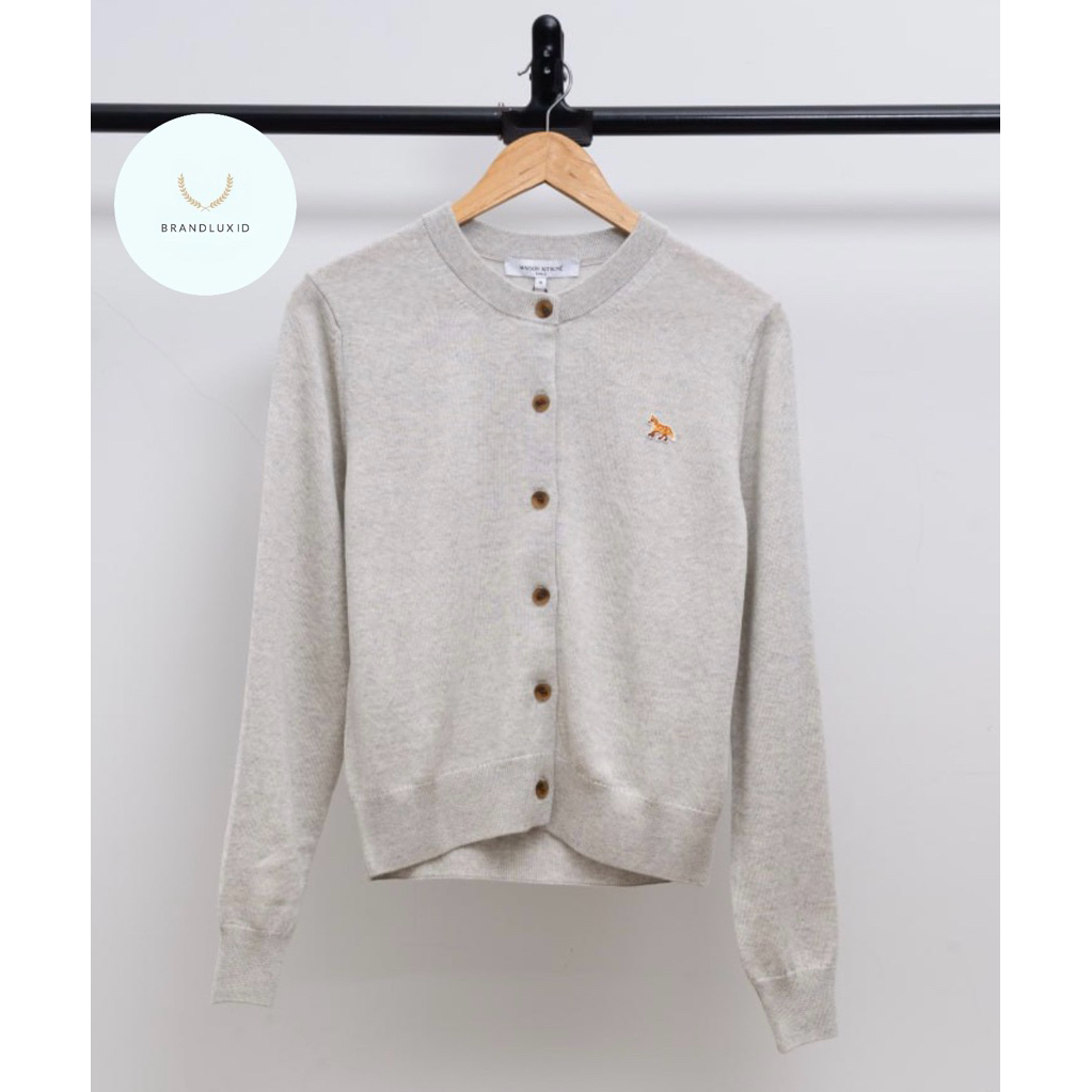 Maison Kitsune Baby fox merino regular cardigan Light Grey Melange