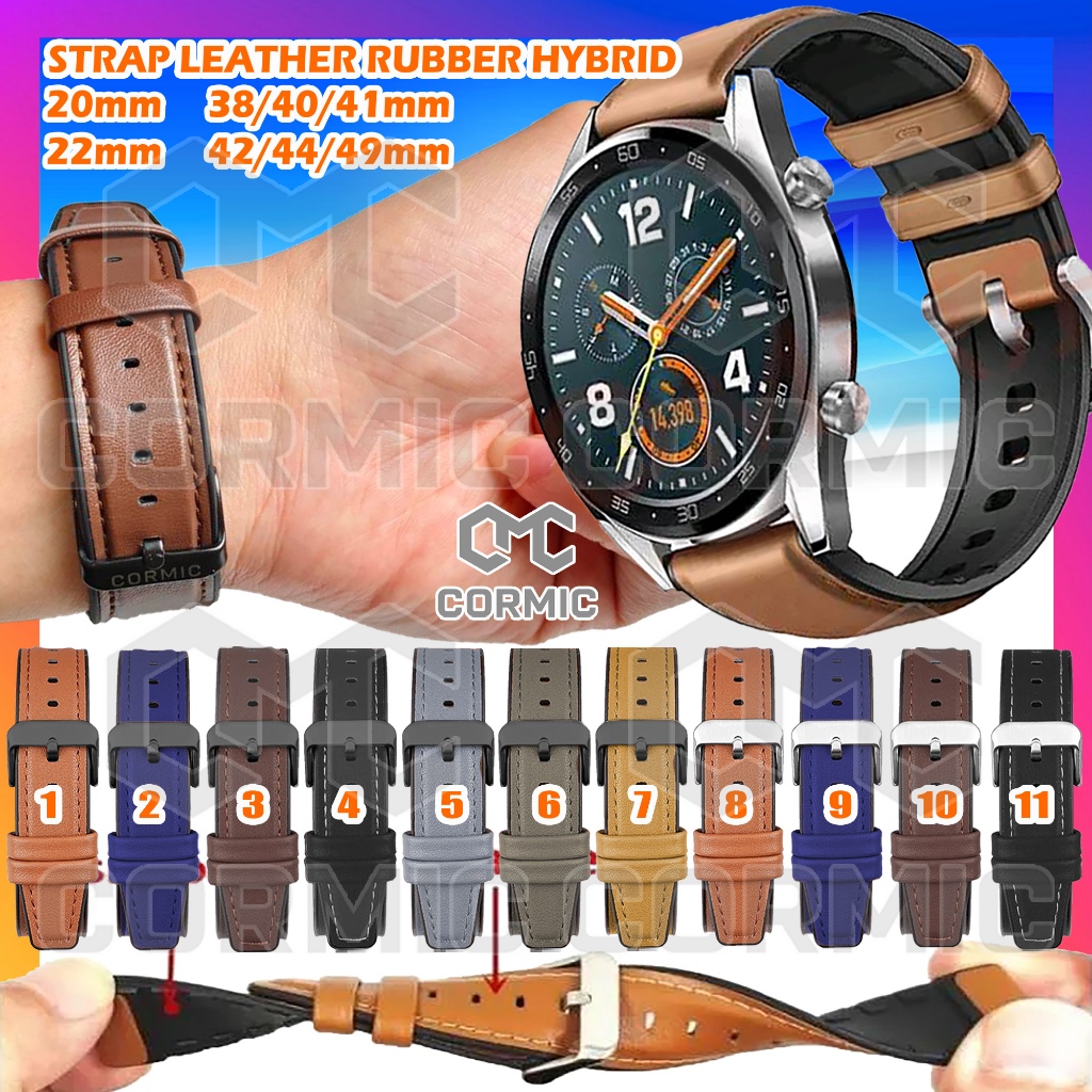 STRAP Smartwatch HYBRID PREMIUM LEATHER CormiC Tali Jam Tangan Kulit Karet 22mm 20mm 18mm 24mm 26mm 