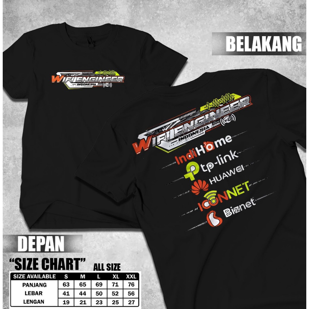ABASTORE.IDN KAOS teknisi Wifi Engineer Indonesia IndiHome Biznet Tshirt Distro Keren