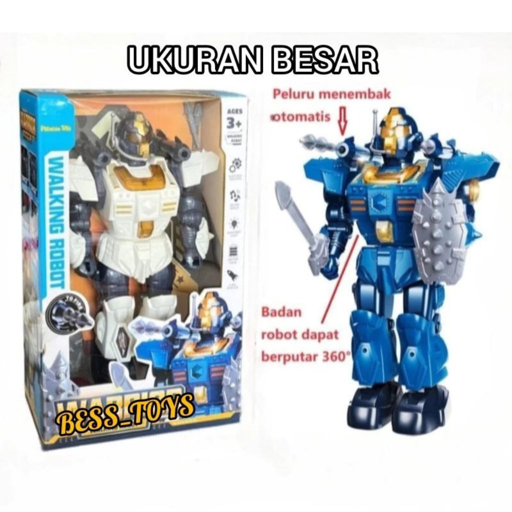 Mainan Robot Anak Warrior Walking Robot Bisa Berjalan Suara Lampu Bisa Berputar 360° TERBARU UKURAN 