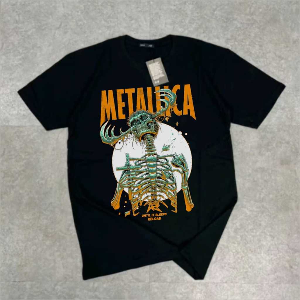 Kaos Metallica Hitam Vintage 100% Katun Combad 24s | Kaos Band Metallica | Baju Metallica | Kaos Ban