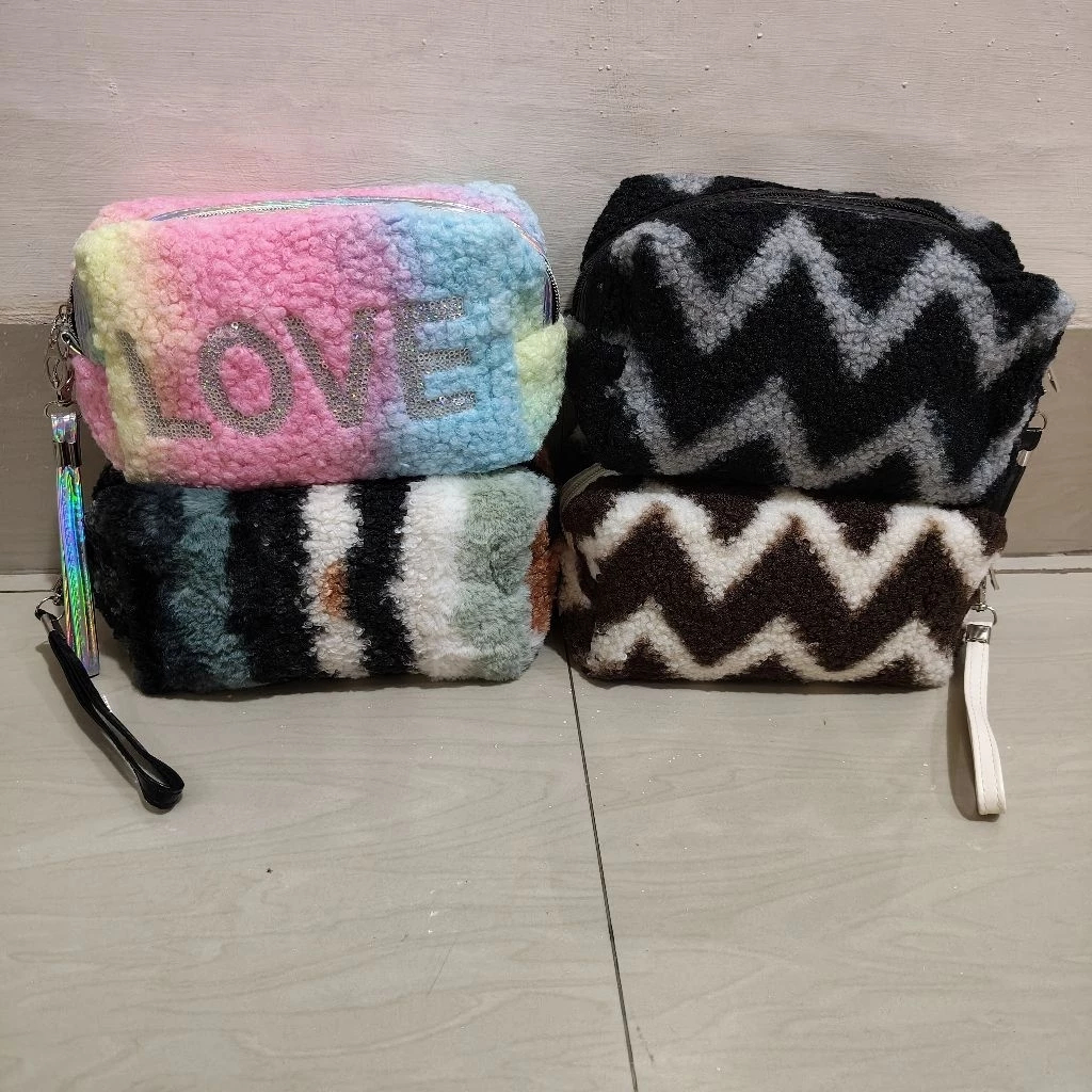 Import Wanita Rainbow Tas Import Wanita Rainbow Bulu Desain Modern Elegan kekinian Tas jalan Handbag
