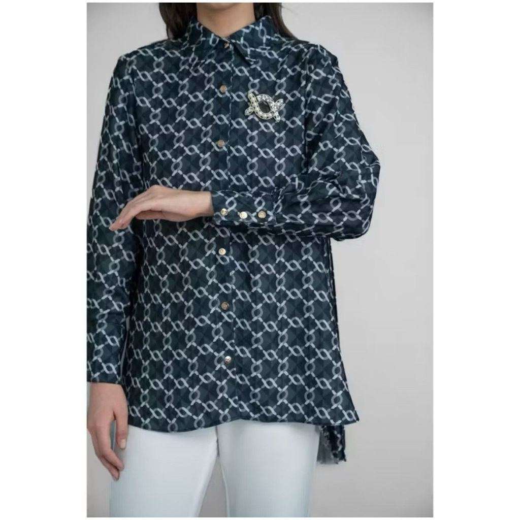 Monogram Pleated Shirt by Wearing Klamby