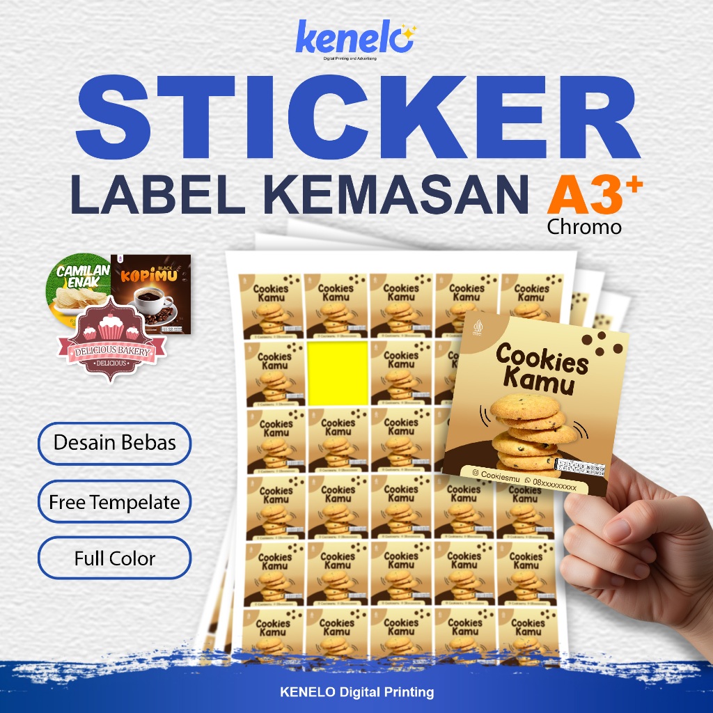 Stiker Chromo Custom Logo Usaha | Label Makanan Minuman Cutting Kisscut Free Design