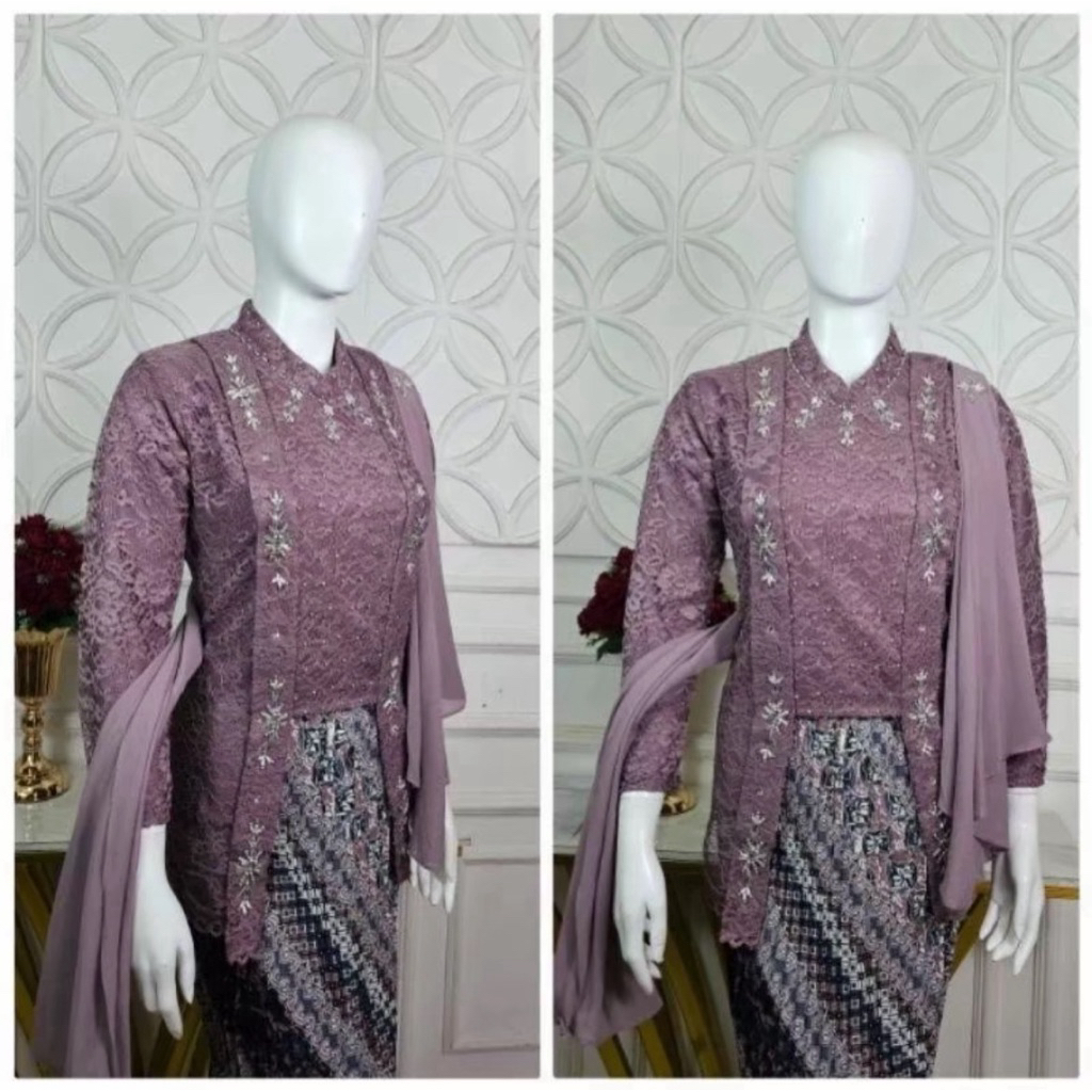 Kebaya Modern Brokat Premium / Kebaya KutuBaru selendang / Kebaya Lamaran
