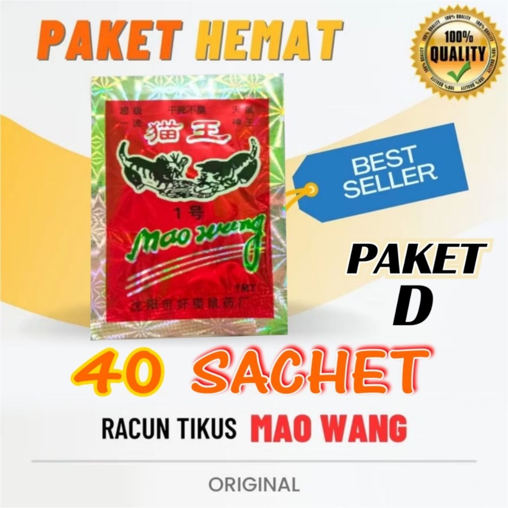 Mao wang Racun tikus beras merah mati kering mati langsung( 40 sachet )